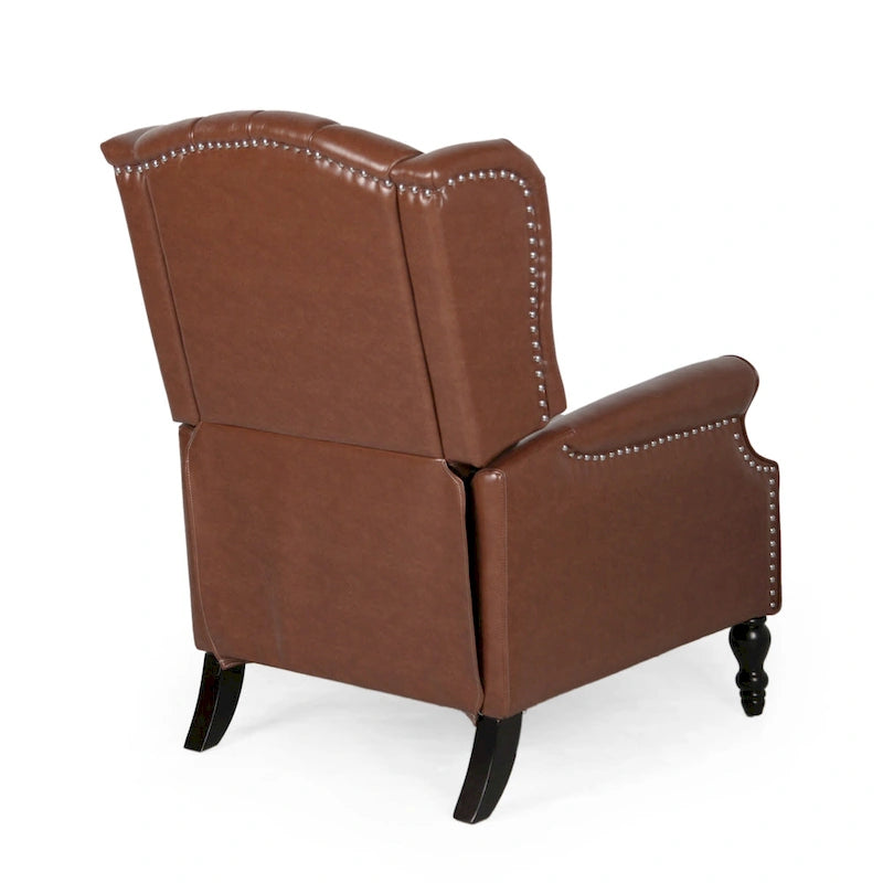 Fauteuil inclinable club en cuir reconstitué marron