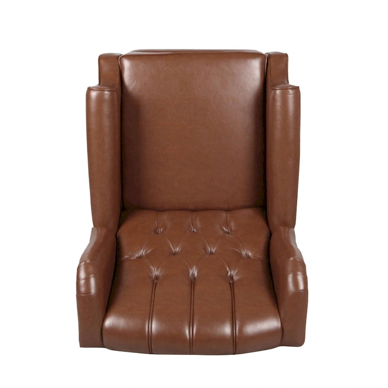 Fauteuil inclinable club en cuir reconstitué marron