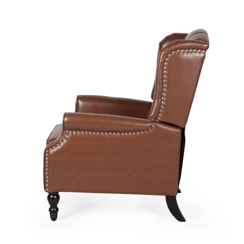Fauteuil inclinable club en cuir reconstitué marron