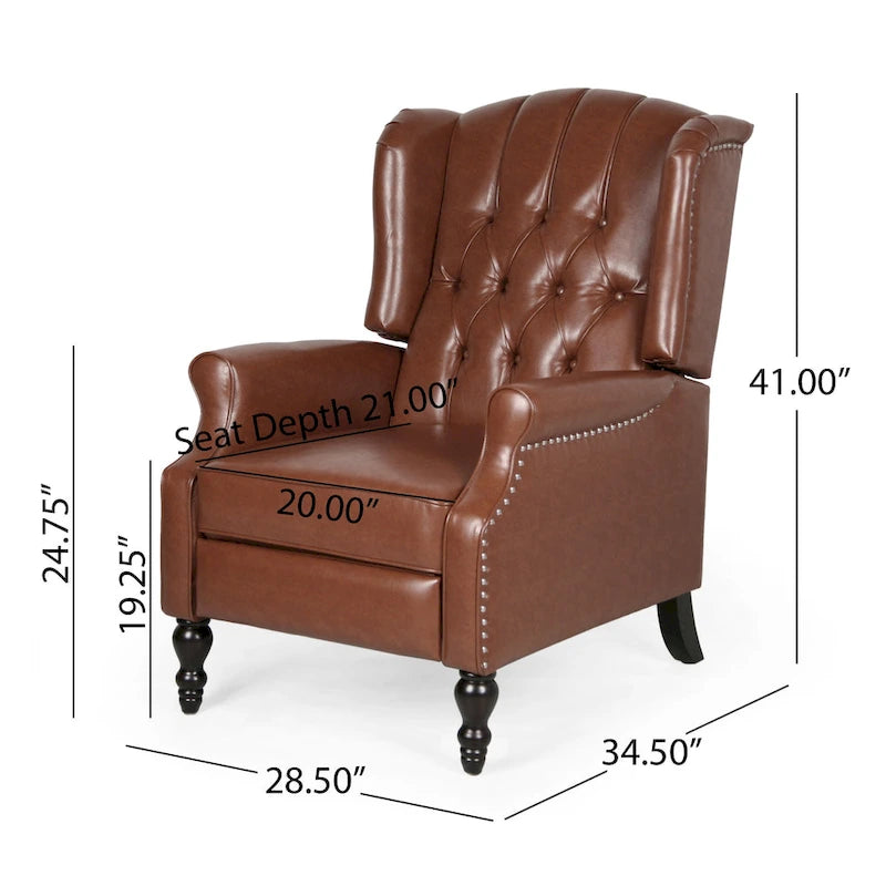 Fauteuil inclinable club en cuir reconstitué marron