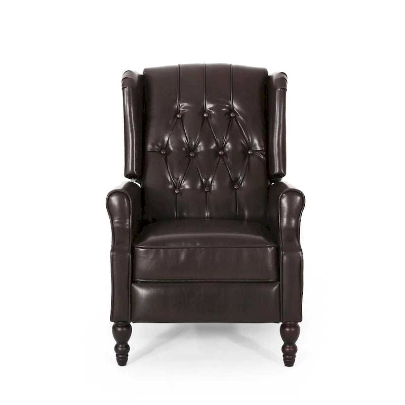 Fauteuil inclinable club en cuir reconstitué marron