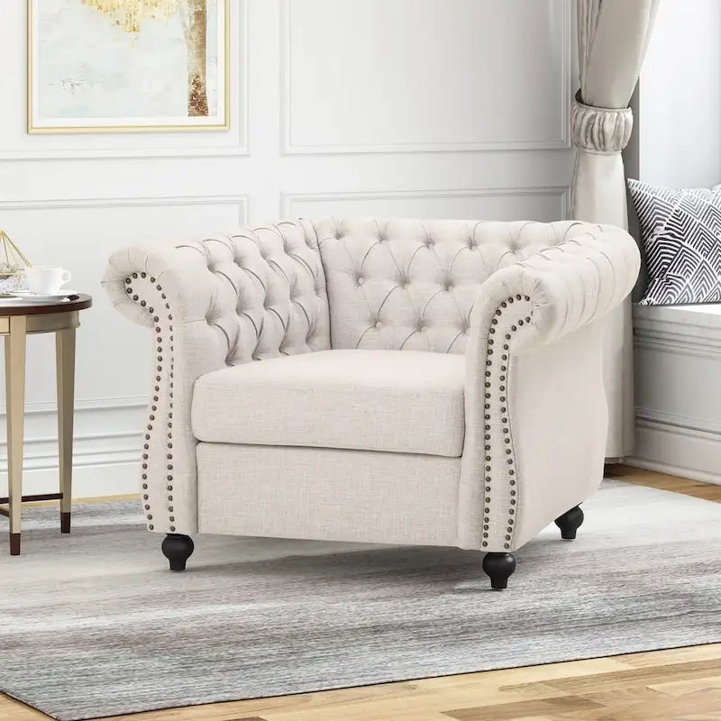 Fauteuil club Chesterfield avec capitonnage