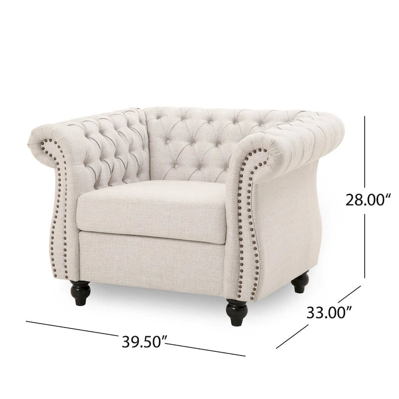 Fauteuil club Chesterfield avec capitonnage