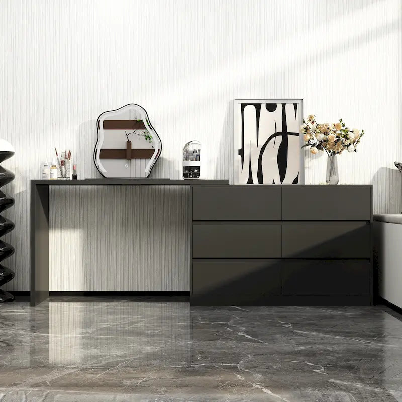Coiffeuse rotative avec 6 tiroirs