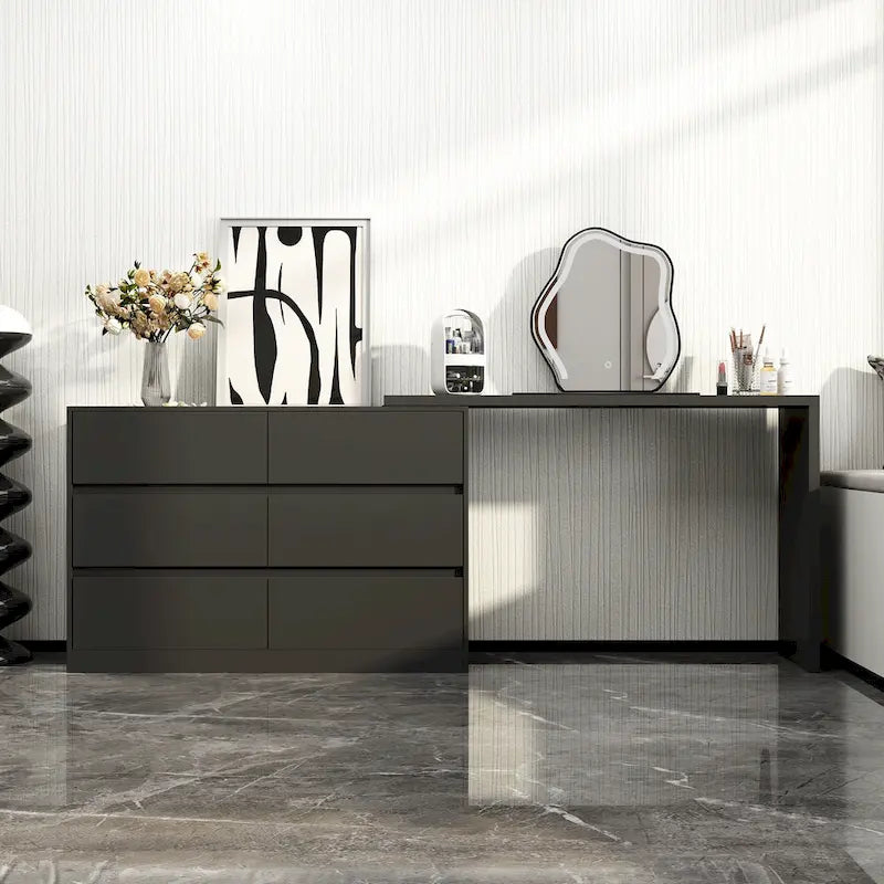Coiffeuse rotative avec 6 tiroirs