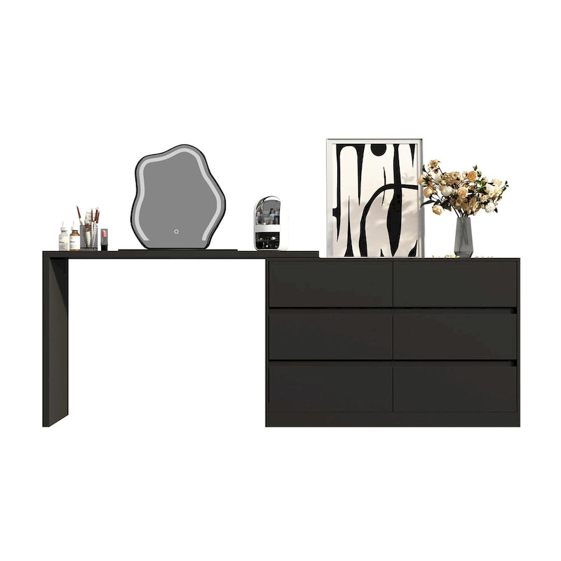 Coiffeuse rotative avec 6 tiroirs