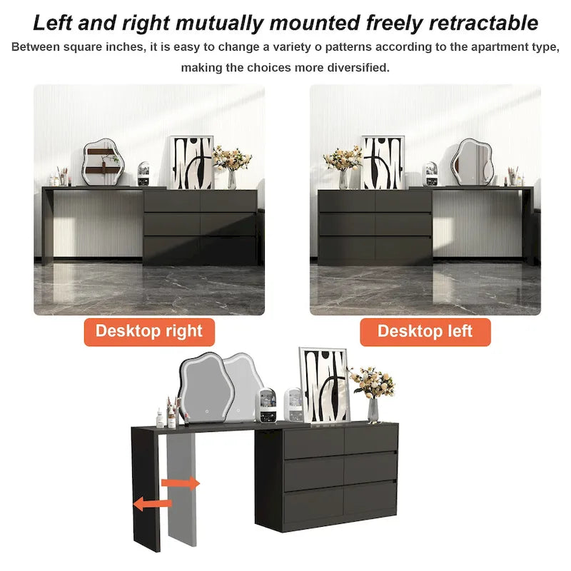 Coiffeuse rotative avec 6 tiroirs