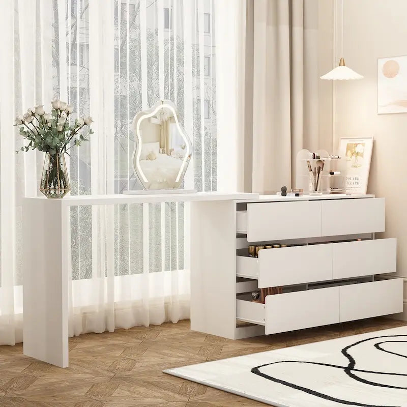 Coiffeuse rotative avec 6 tiroirs