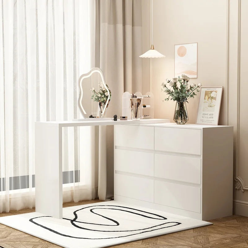 Coiffeuse rotative avec 6 tiroirs