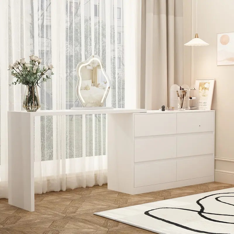 Coiffeuse rotative avec 6 tiroirs