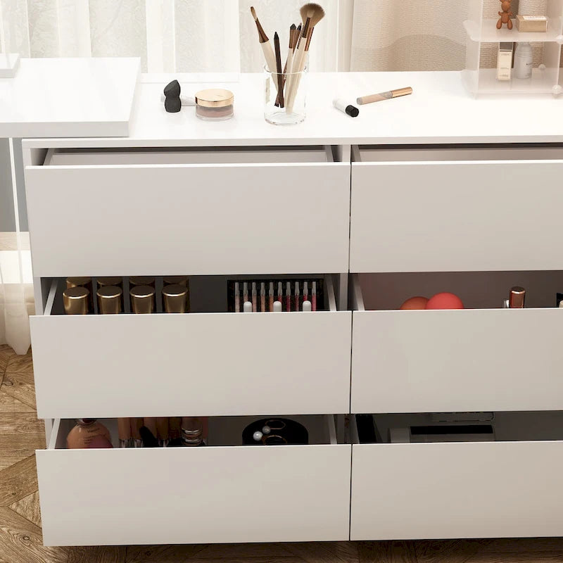 Coiffeuse rotative avec 6 tiroirs
