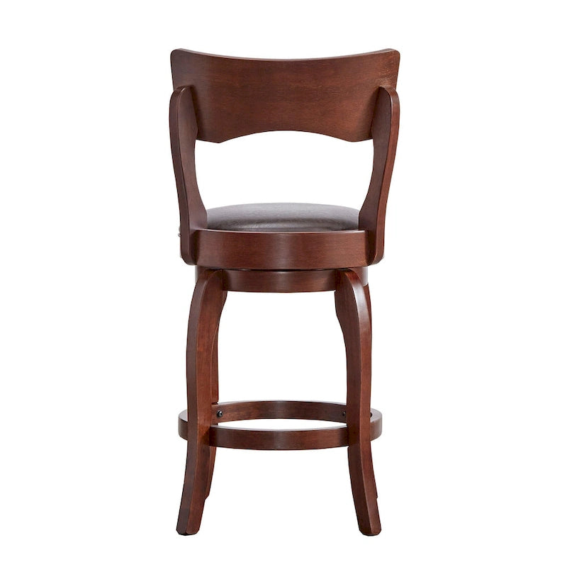 Tabouret pivotant marron de 24 pouces, hauteur comptoir