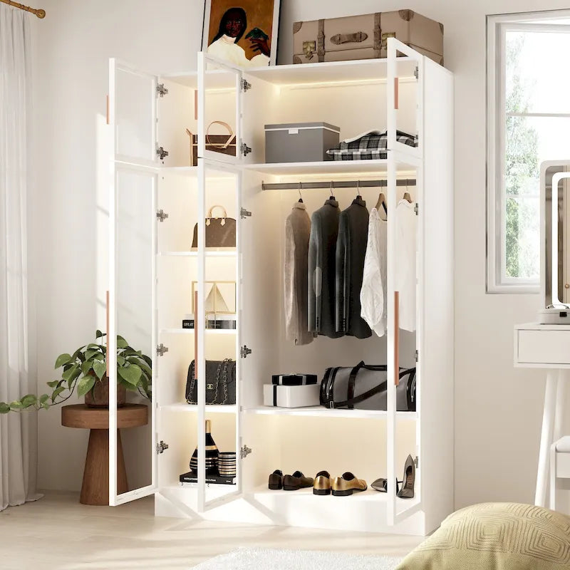 Armoire moderne en verre lumineux avec grand espace de rangement - 47,2