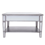 Table basse miroir carrée avec étagère