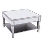 Table basse miroir carrée avec étagère
