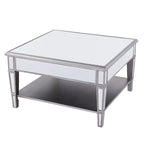 Table basse miroir carrée avec étagère