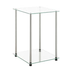 Table d'appoint carrée à 2 niveaux en verre classique