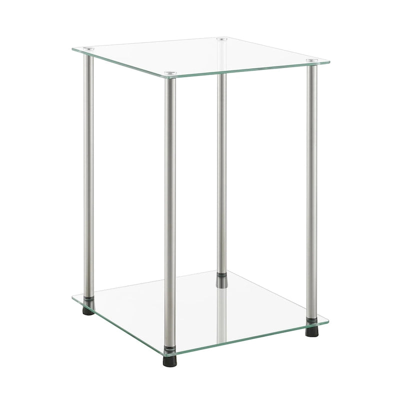 Table d'appoint carrée à 2 niveaux en verre classique