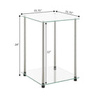 Table d'appoint carrée à 2 niveaux en verre classique