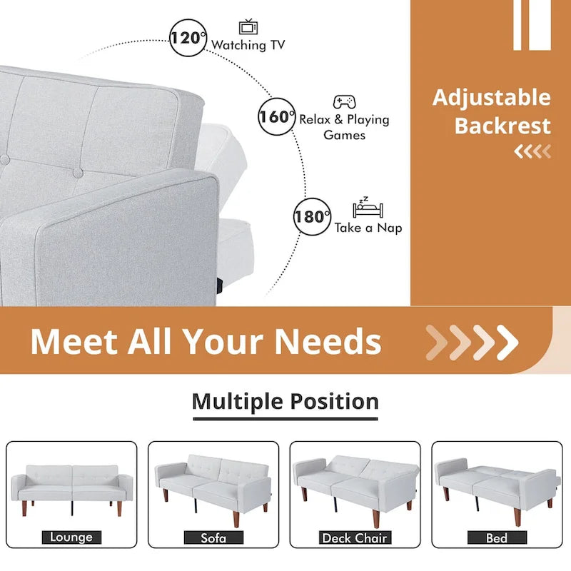 Canapé-lit futon avec mousse à mémoire de forme, causeuse convertible pliable