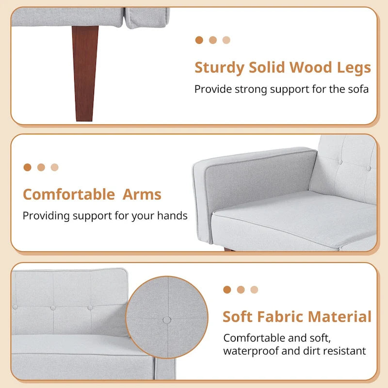Canapé-lit futon avec mousse à mémoire de forme, causeuse convertible pliable