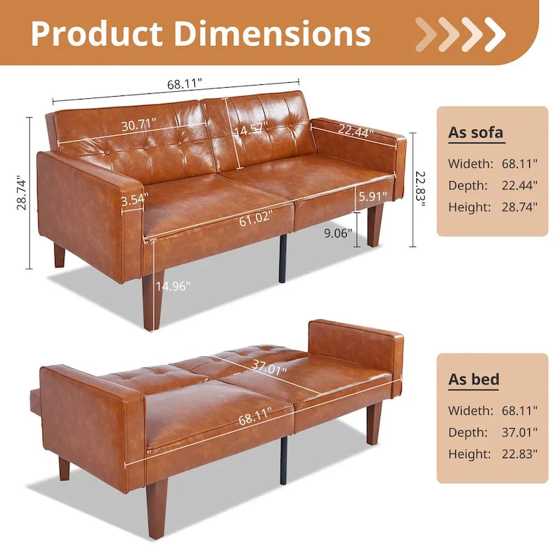Canapé-lit futon avec mousse à mémoire de forme, causeuse convertible pliable