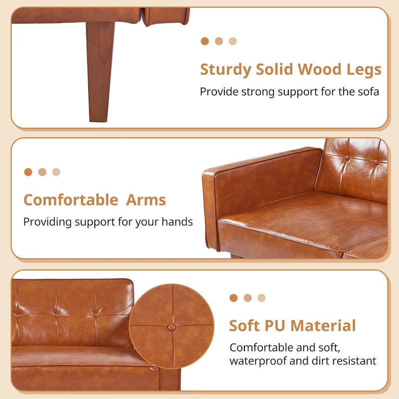 Canapé-lit futon avec mousse à mémoire de forme, causeuse convertible pliable
