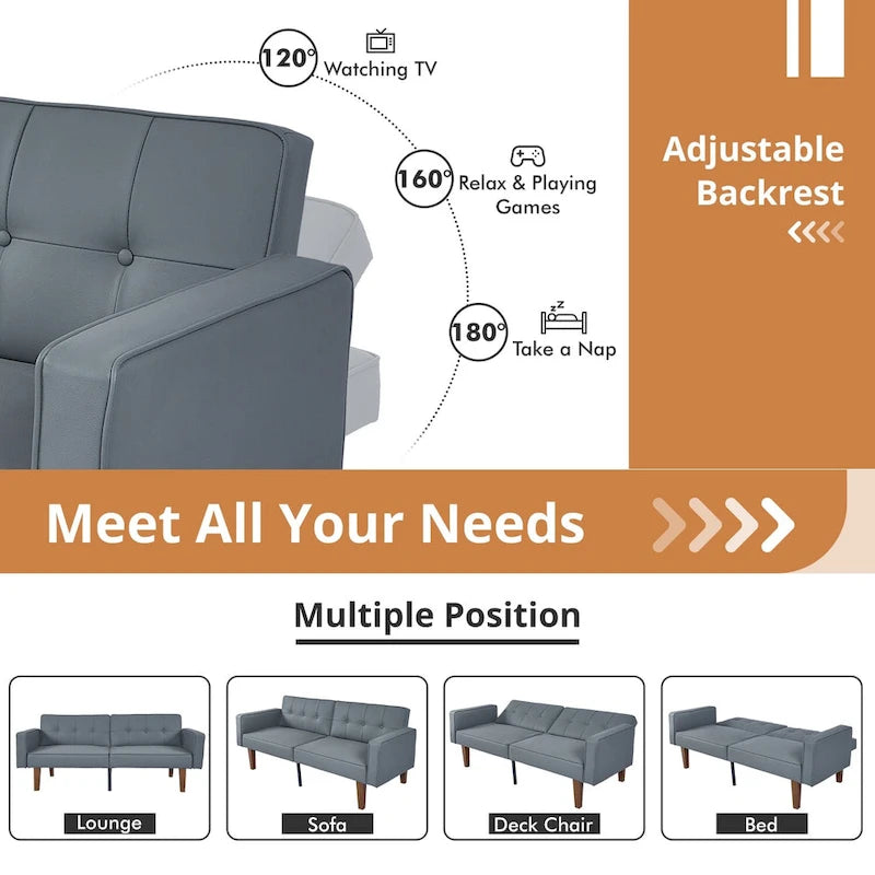 Canapé-lit futon avec mousse à mémoire de forme, causeuse convertible pliable