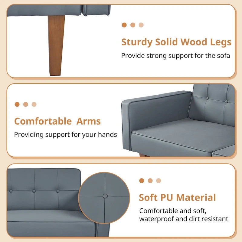 Canapé-lit futon avec mousse à mémoire de forme, causeuse convertible pliable