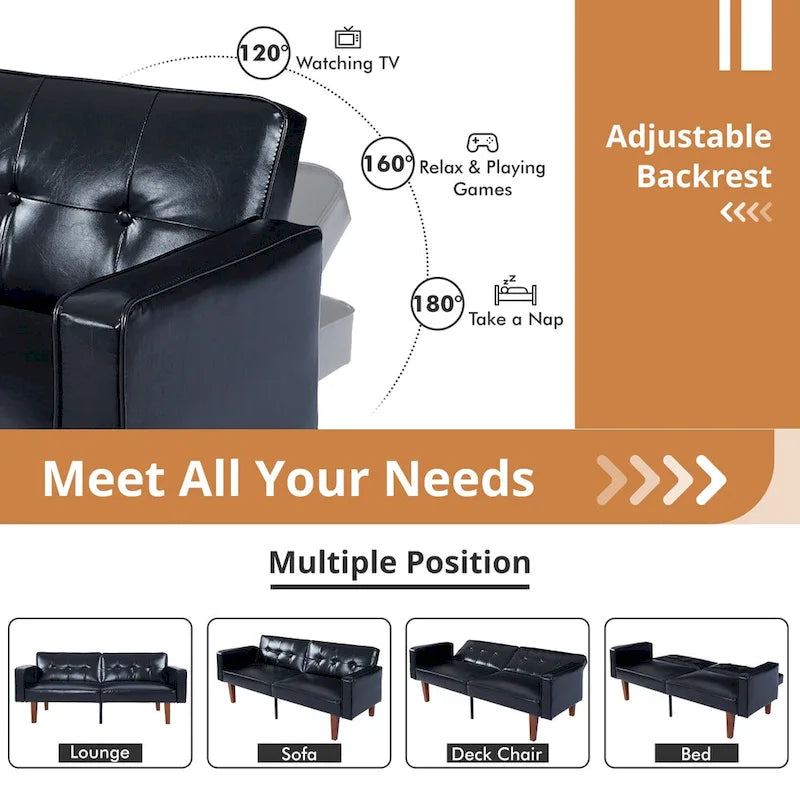 Canapé-lit futon avec mousse à mémoire de forme, causeuse convertible pliable