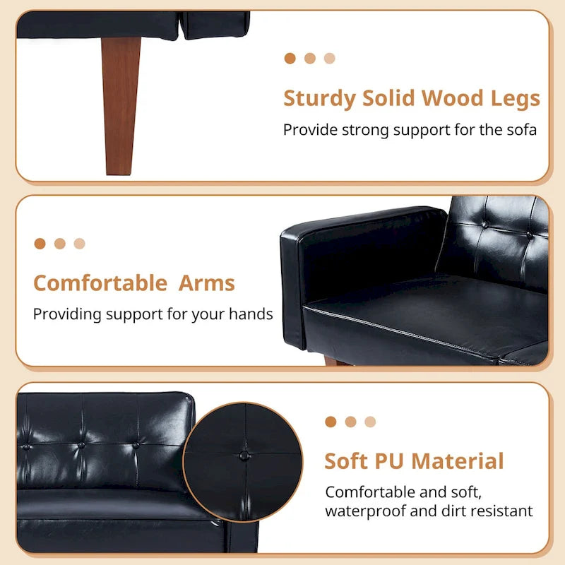 Canapé-lit futon avec mousse à mémoire de forme, causeuse convertible pliable