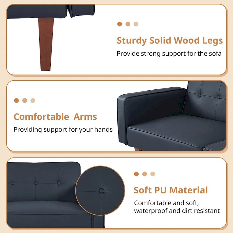 Canapé-lit futon avec mousse à mémoire de forme, causeuse convertible pliable