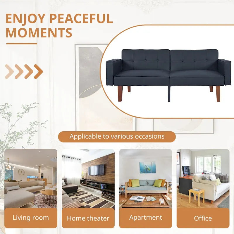 Canapé-lit futon avec mousse à mémoire de forme, causeuse convertible pliable