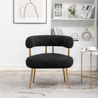 Chaise d'appoint de coiffeuse Moderne et Glamoureuse Rembourrée Confortable à Dossier Ouvert avec Pieds Dorés