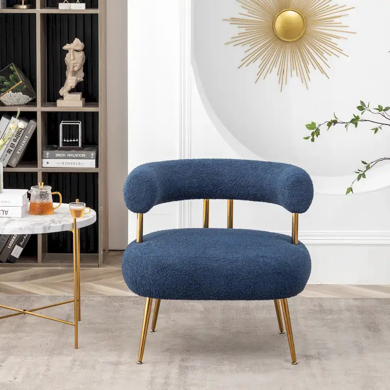 Chaise d'appoint de coiffeuse Moderne et Glamoureuse Rembourrée Confortable à Dossier Ouvert avec Pieds Dorés