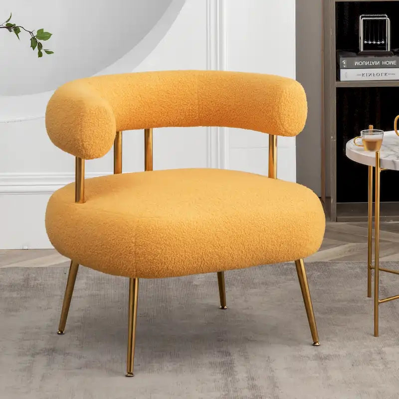 Chaise d'appoint de coiffeuse Moderne et Glamoureuse Rembourrée Confortable à Dossier Ouvert avec Pieds Dorés