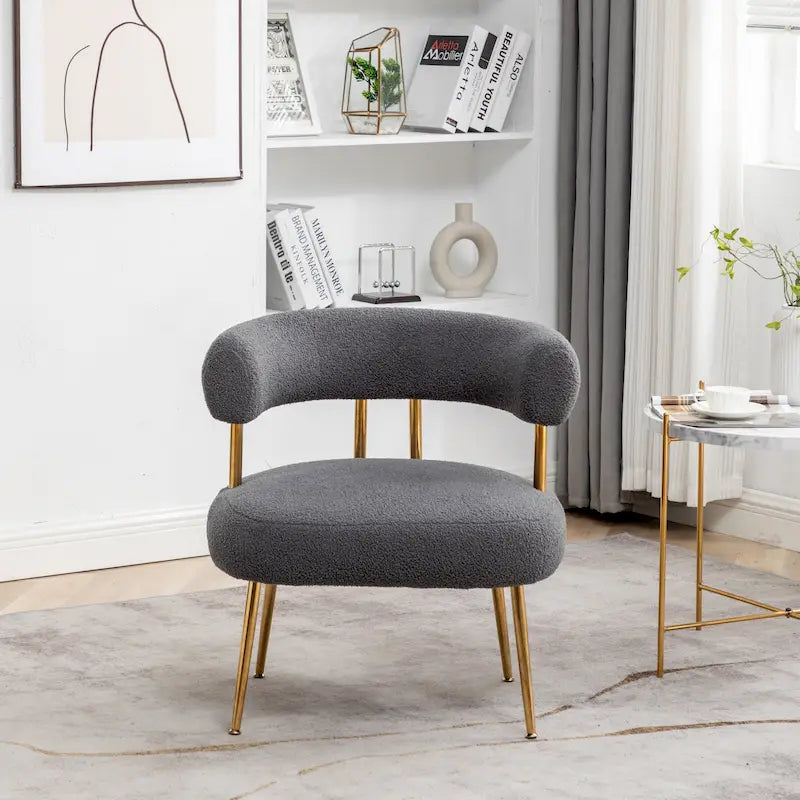 Chaise d'appoint de coiffeuse Moderne et Glamoureuse Rembourrée Confortable à Dossier Ouvert avec Pieds Dorés