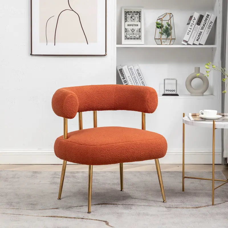 Chaise d'appoint de coiffeuse Moderne et Glamoureuse Rembourrée Confortable à Dossier Ouvert avec Pieds Dorés