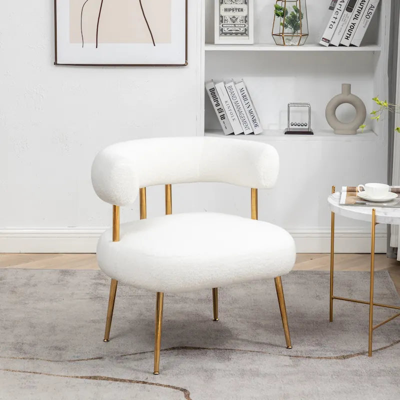 Chaise d'appoint de coiffeuse Moderne et Glamoureuse Rembourrée Confortable à Dossier Ouvert avec Pieds Dorés