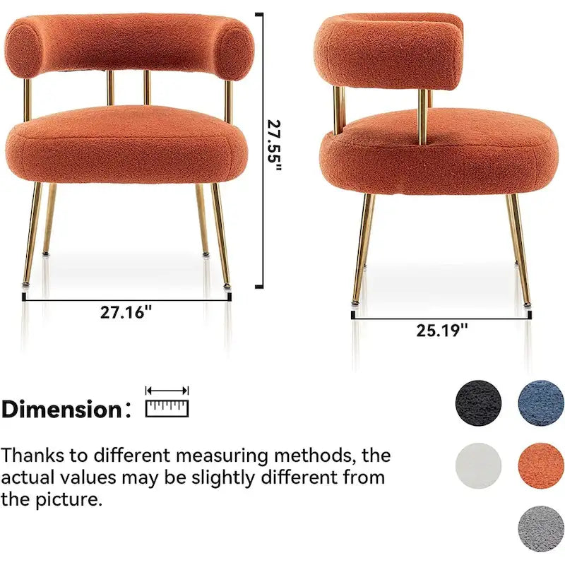 Chaise d'appoint de coiffeuse Moderne et Glamoureuse Rembourrée Confortable à Dossier Ouvert avec Pieds Dorés