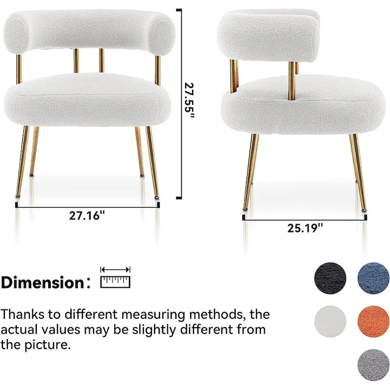 Chaise d'appoint de coiffeuse Moderne et Glamoureuse Rembourrée Confortable à Dossier Ouvert avec Pieds Dorés