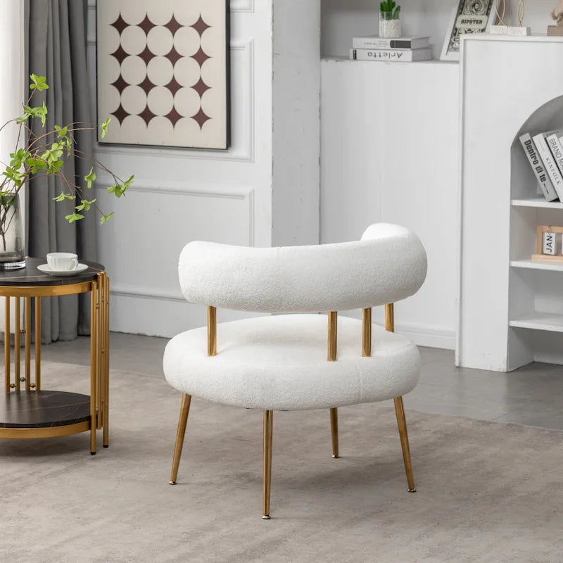 Chaise d'appoint de coiffeuse Moderne et Glamoureuse Rembourrée Confortable à Dossier Ouvert avec Pieds Dorés