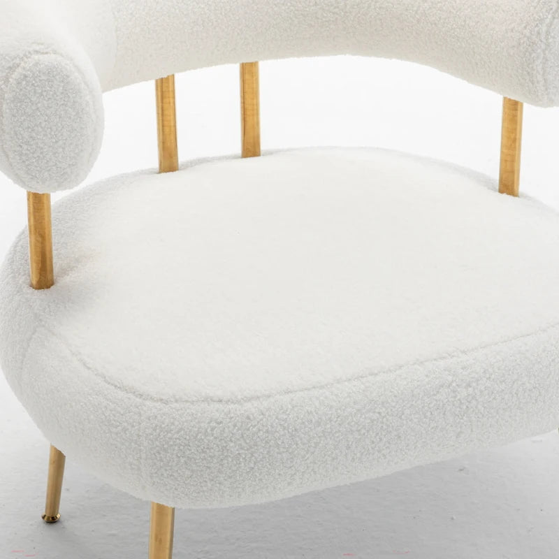 Chaise d'appoint de coiffeuse Moderne et Glamoureuse Rembourrée Confortable à Dossier Ouvert avec Pieds Dorés