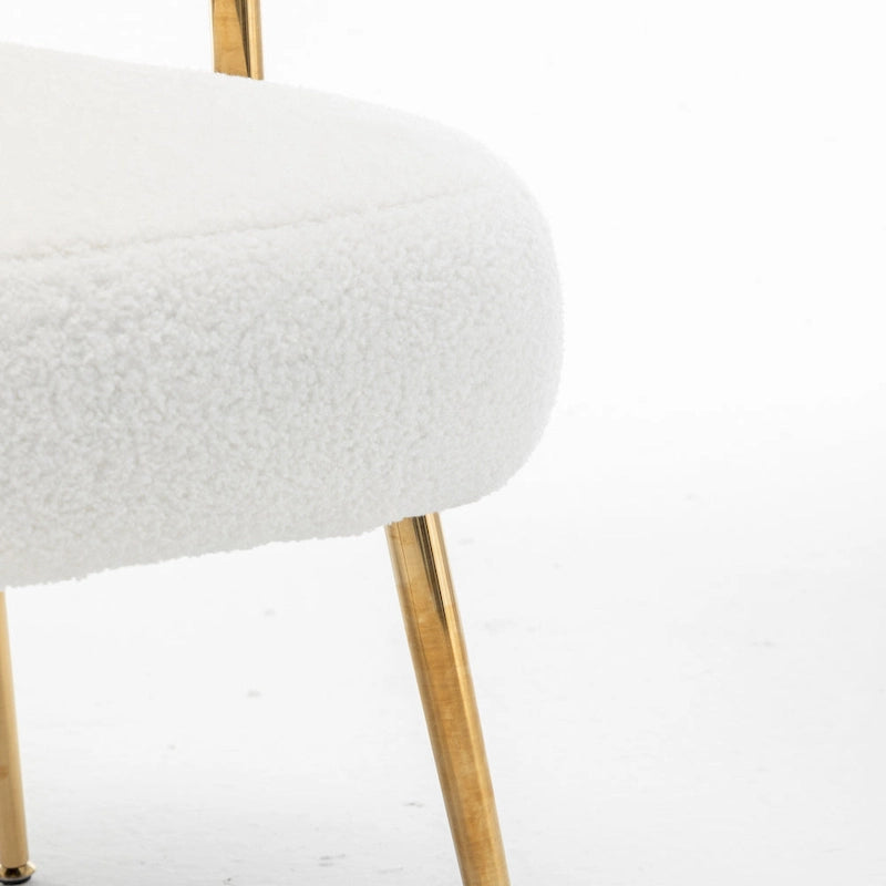 Chaise d'appoint de coiffeuse Moderne et Glamoureuse Rembourrée Confortable à Dossier Ouvert avec Pieds Dorés