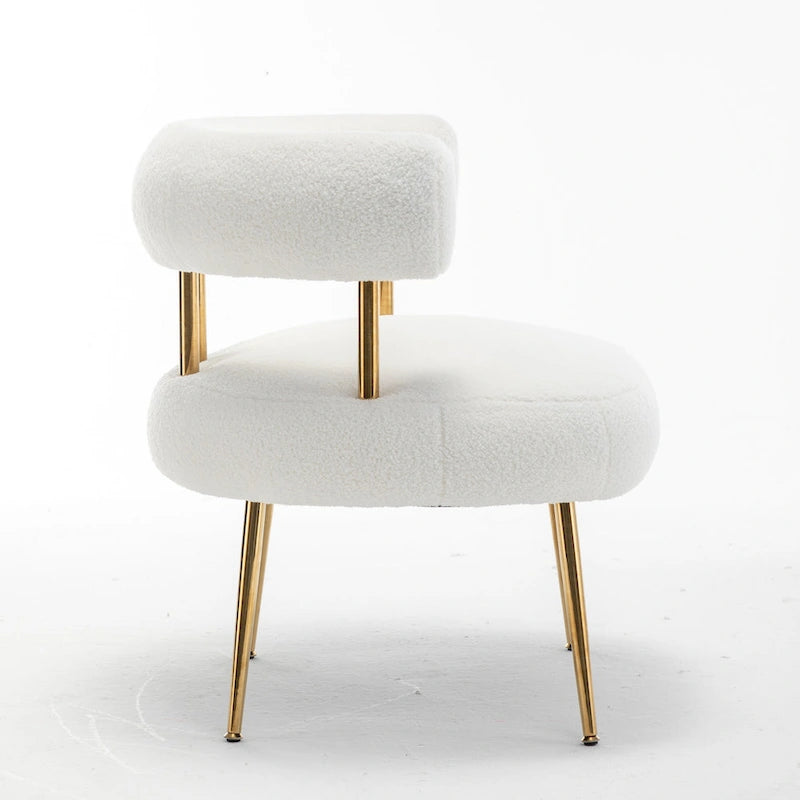 Chaise d'appoint de coiffeuse Moderne et Glamoureuse Rembourrée Confortable à Dossier Ouvert avec Pieds Dorés