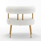 Chaise d'appoint de coiffeuse Moderne et Glamoureuse Rembourrée Confortable à Dossier Ouvert avec Pieds Dorés