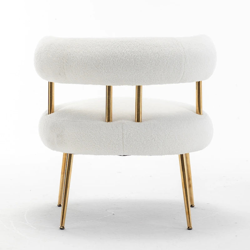 Chaise d'appoint de coiffeuse Moderne et Glamoureuse Rembourrée Confortable à Dossier Ouvert avec Pieds Dorés