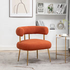 Chaise d'appoint de coiffeuse Moderne et Glamoureuse Rembourrée Confortable à Dossier Ouvert avec Pieds Dorés