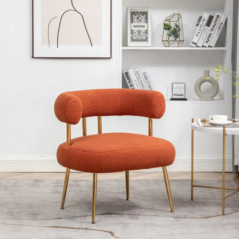 Chaise d'appoint de coiffeuse Moderne et Glamoureuse Rembourrée Confortable à Dossier Ouvert avec Pieds Dorés