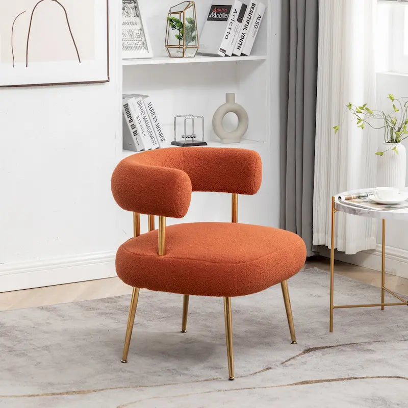 Chaise d'appoint de coiffeuse Moderne et Glamoureuse Rembourrée Confortable à Dossier Ouvert avec Pieds Dorés
